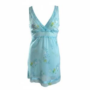Victoria’s Secret Light Blue Floral Mesh Slip L | Romantic Babydoll Lingerie
